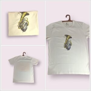 White Jazz Beat Half Sleeve T-Shirt