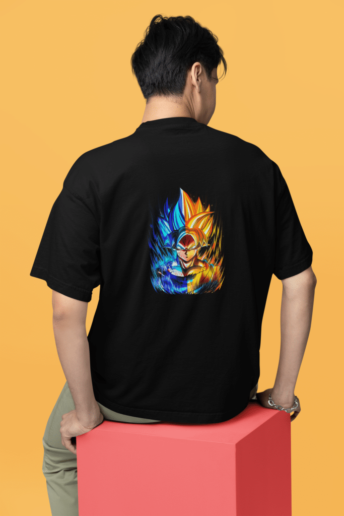 Goku and Vegeta - Oversized T-Shirt Boy Back