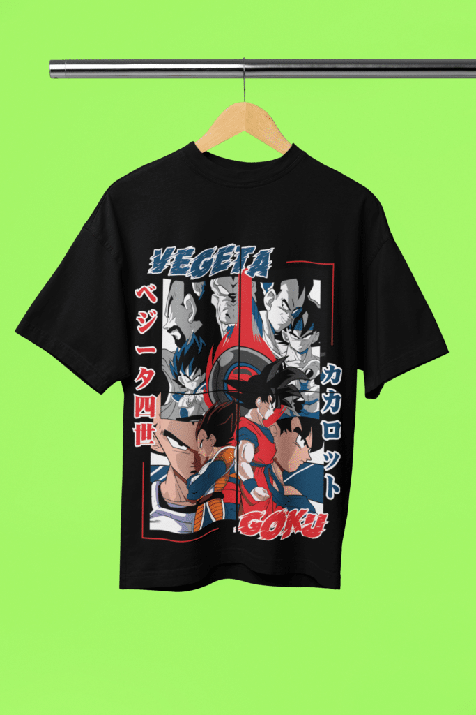 Goku and Vegeta - Oversized T-Shirt Front