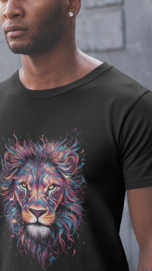 Abstract Lion Face Half-Sleeve T-Shirt